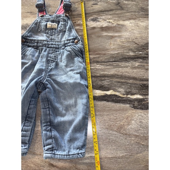 Oshkosh B'gosh‎ 12 months Denim Bib Overalls Pink Warm Fleece Lined Winter - Picture 6 of 9